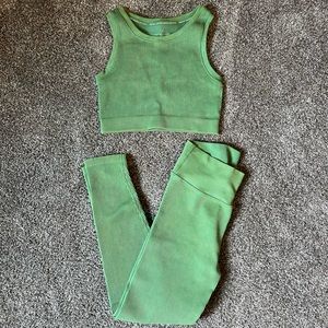 Aerie Offline Ribbed Green Workout Set